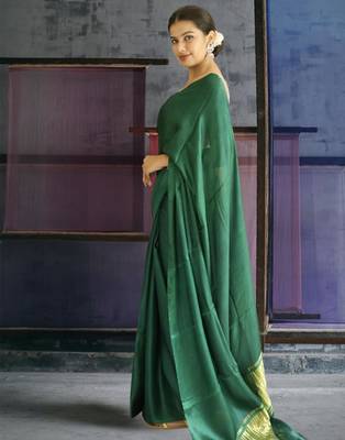 green modal silk blend saree 4