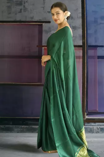 green modal silk blend saree
