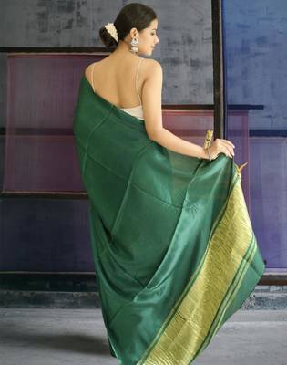 green modal silk blend saree 5