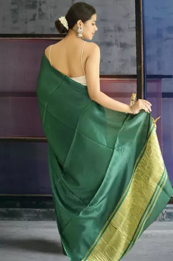 green modal silk blend saree
