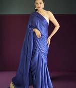 blue modal silk blend saree