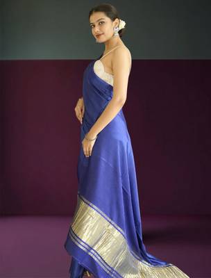 blue modal silk blend saree 2