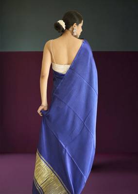 blue modal silk blend saree 3