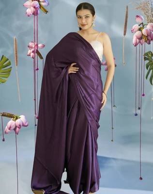 purple modal silk blend saree 1