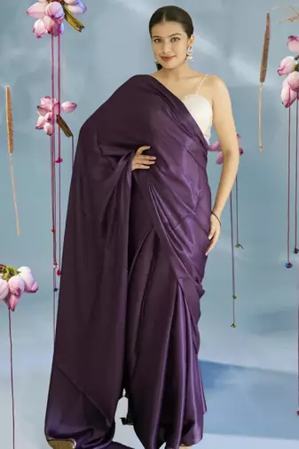 purple modal silk blend saree