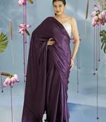 purple modal silk blend saree