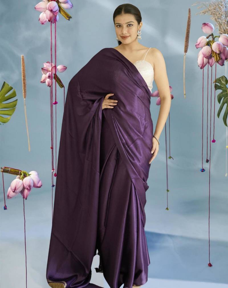 purple modal silk blend saree