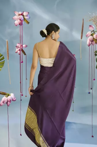 purple modal silk blend saree