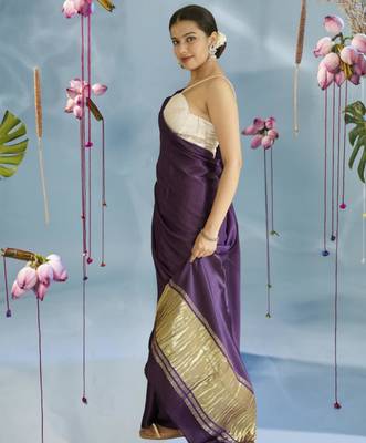 purple modal silk blend saree 3