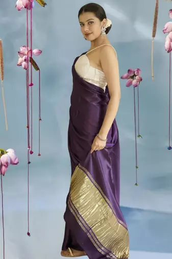purple modal silk blend saree