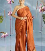 brown modal silk blend saree