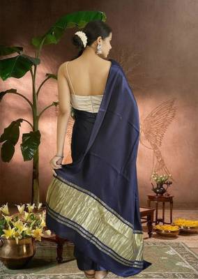 navy blue modal silk blend saree 5