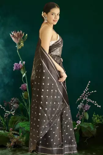 black-gold banarasi silk blend saree
