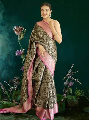 black-pink banarasi saree 2
