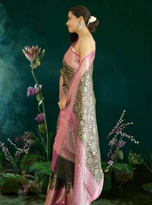 black-pink banarasi saree 3