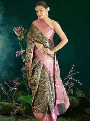 black-pink banarasi saree 5