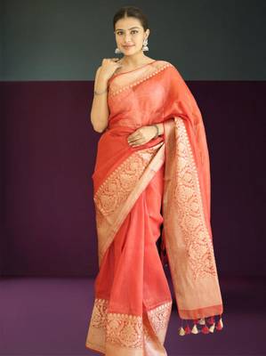 red-gold tissue silk blend saree 2