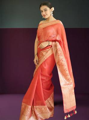 red-gold tissue silk blend saree 4