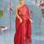 red organza saree with hand zardoshi work