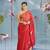 red organza saree with hand zardoshi work