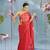 red organza saree with hand zardoshi work