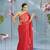 red organza saree with hand zardoshi work