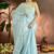 blue glass tissue silk blend saree