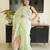 green paithani linen saree with hand embroidery