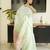 green paithani linen saree with hand embroidery