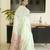 green paithani linen saree with hand embroidery