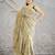 yellow-grey checked linen saree
