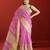 pink tissue linen saree with zari border