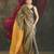 grey tissue linen saree with golden zari pallu