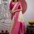 green & off-white handloom weaving paper silk blend saree