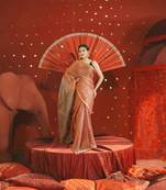 orange & brown dual tone tissue linen saree