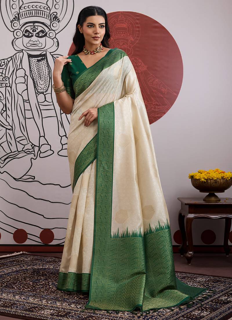 wine & off-white handloom weaving paper silk blend saree