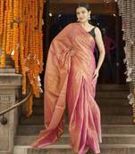 orange glass tissue saree