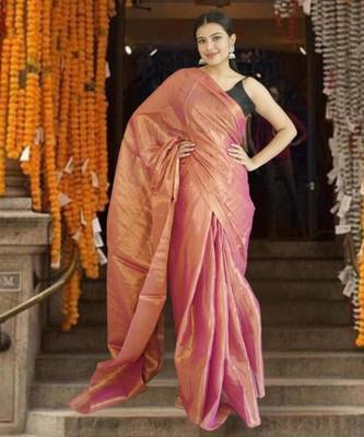 orange glass tissue saree 2