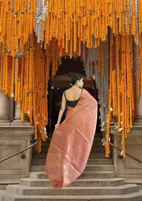 orange glass tissue saree 5