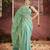 green linen silk blend saree with zari border
