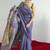 purple linen silk blend saree with zari border