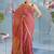 red linen silk blend saree with zari border