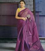 violet glass tissue silk blend saree