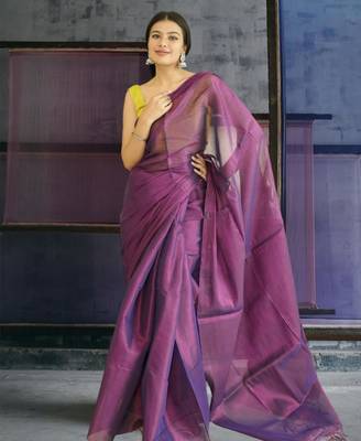 violet glass tissue silk blend saree 3