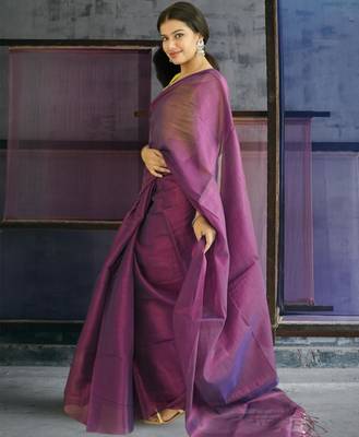 violet glass tissue silk blend saree 4