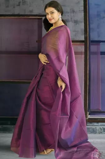 violet glass tissue silk blend saree