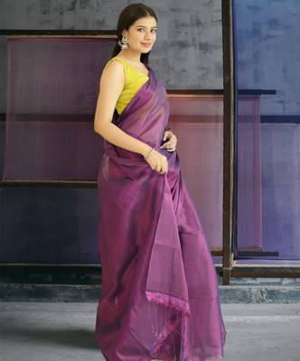 violet glass tissue silk blend saree 5