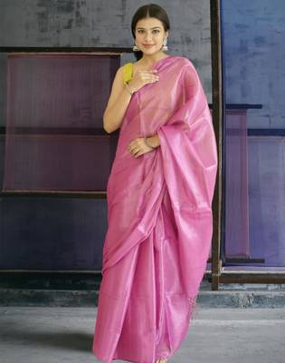 pink glass tissue silk blend saree 2