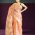 orange tissue linen saree with hand embroidery