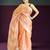 orange tissue linen saree with hand embroidery
